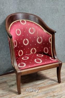 Empire-style gondola armchair in mahogany, 19th century