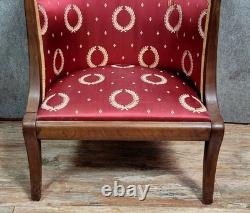 Empire-style gondola armchair in mahogany, 19th century