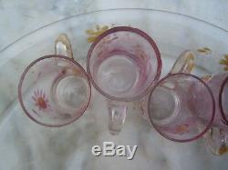 Enamelled Glass Liquor Service Decoration Flowers Xixth