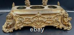 Encrier Bronze Dore Decor Angelots Epoque Napoleon III Inkwell Gilt Xixeme