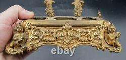 Encrier Bronze Dore Decor Angelots Epoque Napoleon III Inkwell Gilt Xixeme