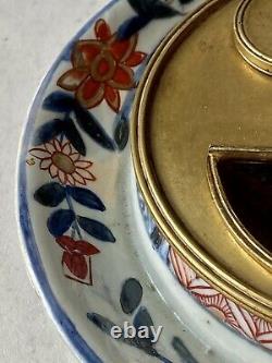 Encrier En Porcelain Imari Et Bronze Doré Époque Xixème Japon Antique Inkwell