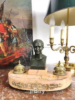 Encrier Of The Time Napoleon III In Marble And Bronze Signed A. Kely Of The 19th