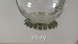 Engraved Crystal Ewer with Filigree Silver-Plated Metal Mount, 19th Century