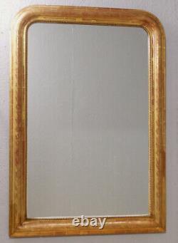 Engraved Golden Wooden Mantel Mirror 143100 cm, Louis Philippe Period, 19th Century