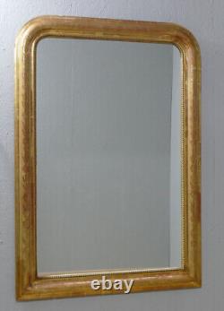 Engraved Golden Wooden Mantel Mirror 143100 cm, Louis Philippe Period, 19th Century