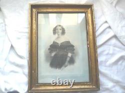 Engraving Young Woman First Half of the 19th Century Romantic Period Good Condition