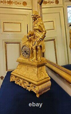Epoque Pendant Voltaire Restoration In Gilded Bronzes 19th Century