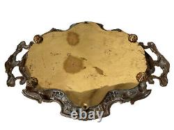 Especially Golden Bronze Tray Opalin Glass Roast Fruit Decor Epoque 19th