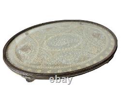 Especially Silver Bronze Table & Embroidered Fabric Lace Glass Age 19th