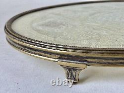 Especially Silver Bronze Table & Embroidered Fabric Lace Glass Age 19th