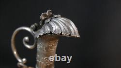 Ewer, Solid Silver Alcohol Carafe with Twisted Glass, 19th Century