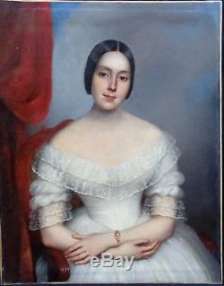 Excellent Portrait Of A Woman Louis Philippe H / T Nineteenth School Romantic