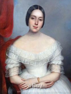 Excellent Portrait Of A Woman Louis Philippe H / T Nineteenth School Romantic