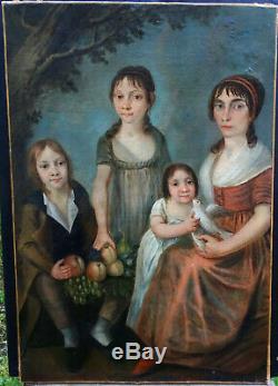 Family Portrait Epoque 1st Empire Early Nineteenth Century Hst