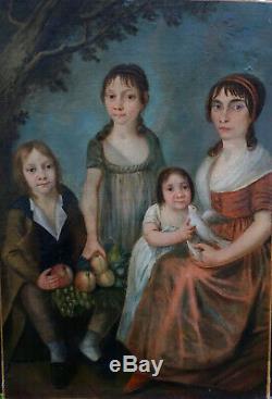 Family Portrait Epoque 1st Empire Early Nineteenth Century Hst