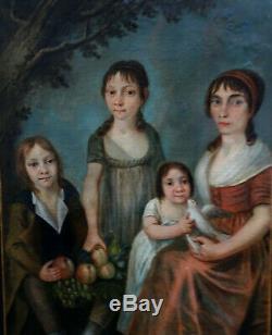 Family Portrait Epoque 1st Empire Early Nineteenth Century Hst