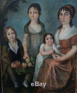 Family Portrait Epoque 1st Empire Early Nineteenth Century Hst