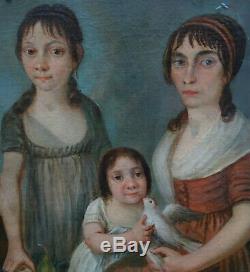 Family Portrait Epoque 1st Empire Early Nineteenth Century Hst