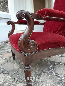 Fauteuil Era (or Style) Charles X, Nineteenth Century, Mahogany