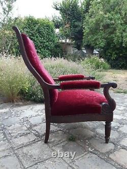 Fauteuil Era (or Style) Charles X, Nineteenth Century, Mahogany