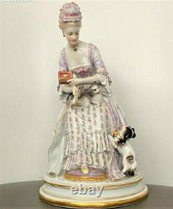 Figure In Meissen Porcelain Woman Reading Era Late Nineteenth Century