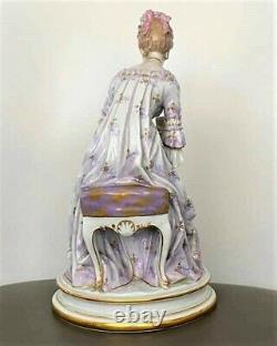 Figure In Meissen Porcelain Woman Reading Era Late Nineteenth Century