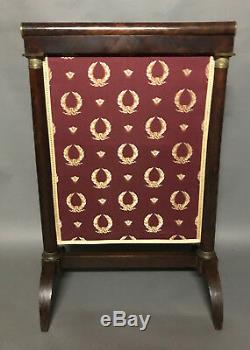 Fireplace Screen Firewall Time Empire Mahogany And Gilt Bronze 19th Nineteenth