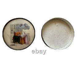 Fitted Candy Box Under Glass Women & Religious Age XIX Antique Box