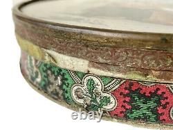 Fitted Candy Box Under Glass Women & Religious Age XIX Antique Box