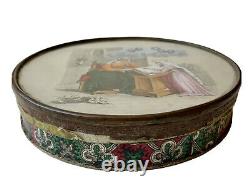 Fitted Candy Box Under Glass Women & Religious Age XIX Antique Box