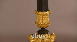 Flambeau Lamp from the Restoration Period in Gilded and Patinated Bronze, Early 19th Century