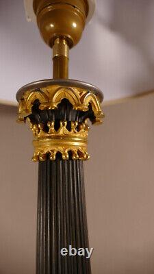 Flambeau Lamp from the Restoration Period in Gilded and Patinated Bronze, Early 19th Century