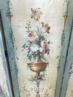 Folding screen with painted canvas, 19th century