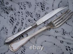 Fork + knife made entirely of solid silver, 19th century, 140 grams