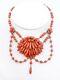 Former Drapery Necklace Coral Beads And Golden Era Xix