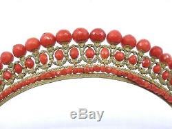 Former Grand Tiara Tiara Comb Coral Beads Faceted XIX Empire Era