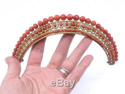 Former Grand Tiara Tiara Comb Coral Beads Faceted XIX Empire Era