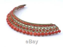 Former Grand Tiara Tiara Comb Coral Beads Faceted XIX Empire Era