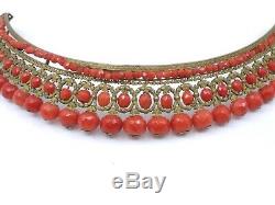 Former Grand Tiara Tiara Comb Coral Beads Faceted XIX Empire Era