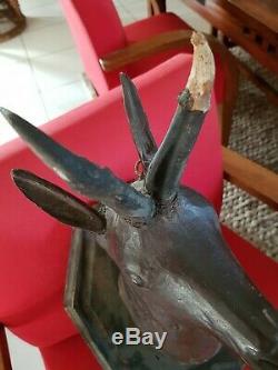Former Head Of Wooden Carved Chamois Time XIX S, Black Forest Trophy