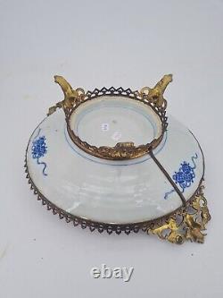 Former Large Imari Faience Cup, Bronze Frame, Late 19th Century