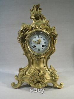 Former Nice Clock Bronze Louis XV Rocaille Time End XIX