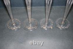 Four Soliflores, Crystal Center Table Vases Engraved 19th Century