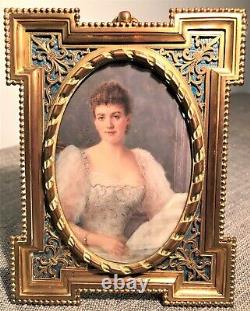 Frame In Bronze Alphonse Giroux Portrait Gouache Era Xixth Century