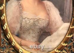 Frame In Bronze Alphonse Giroux Portrait Gouache Era Xixth Century