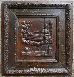 Frame with Low Relief Panel High Era Carved Oak Figure