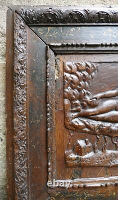 Frame with Low Relief Panel High Era Carved Oak Figure