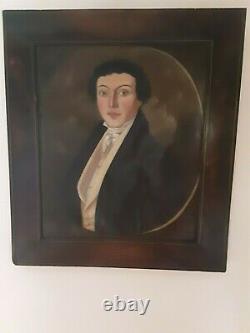 French School 19th Century Circa 1830 Portrait Of A Dandy Oil On Canvas