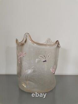 Frosted Crystal Vase, De Montjoye, Epoque End 19th
